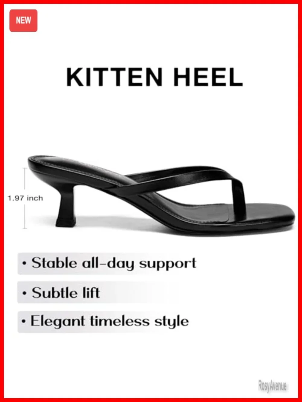 Square Open Toe Kitten Heel Sandals PU Leather Comfort Slip On